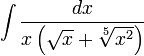 \int\frac{dx}{x\left(\sqrt{x}+\sqrt[5]{x^2}\right)}