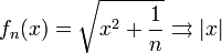 f_n(x)=\sqrt{x^2 +\frac{1}{n}}\rightrightarrows |x|