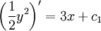 \left(\frac12y^2\right)'=3x+c_1