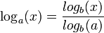 \log_a(x)=\frac{log_b(x)}{log_b(a)}