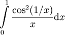 \int\limits_0^1\frac{\cos^2(1/x)}x\mathrm dx