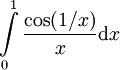 \int\limits_0^1\frac{\cos(1/x)}x\mathrm dx