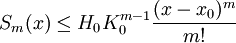 S_m(x)\le H_0K_0^{m-1}\frac{(x-x_0)^m}{m!}