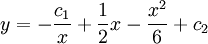 y=-\frac{c_1}x+\frac12x-\frac{x^2}6+c_2
