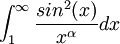 \int_1^\infty\frac{sin^2(x)}{x^\alpha}dx